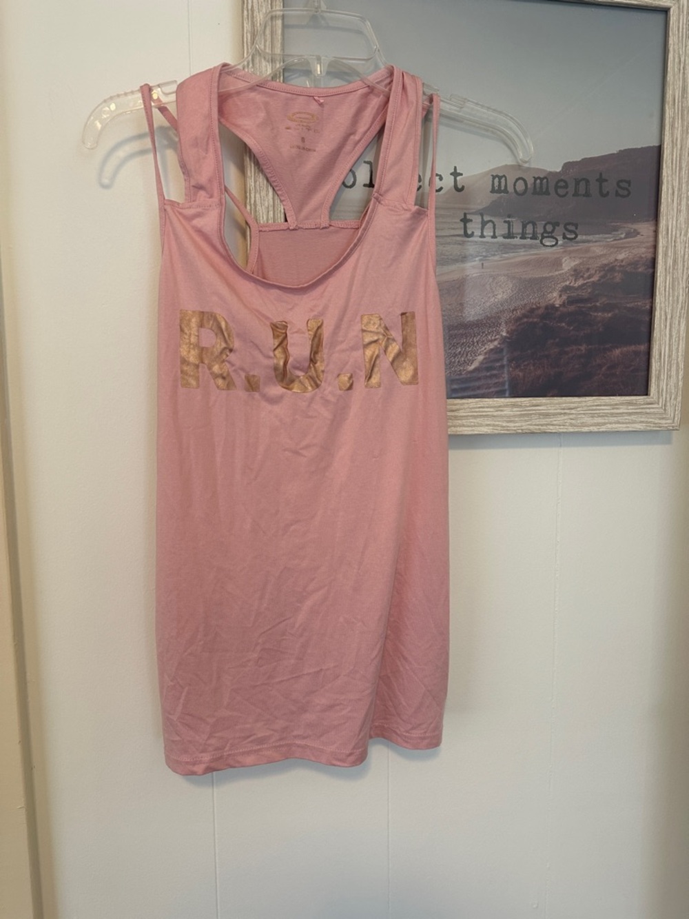 Size 8 (Medium) Elite Pink Tank Top with R.U.N Spell out